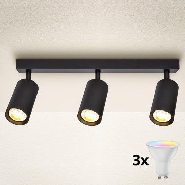 Brilagi - LED RGBW димируемо спот осветително тяло SELE, 3x GU10/4,8W/230V, 3000K, черно + дистанционно управление
