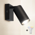 Brilagi - LED RGBW димируемо стенно точково осветително тяло с ключ SELE 1xGU10/4,8W/230V 3000K черно + дистанционно управление
