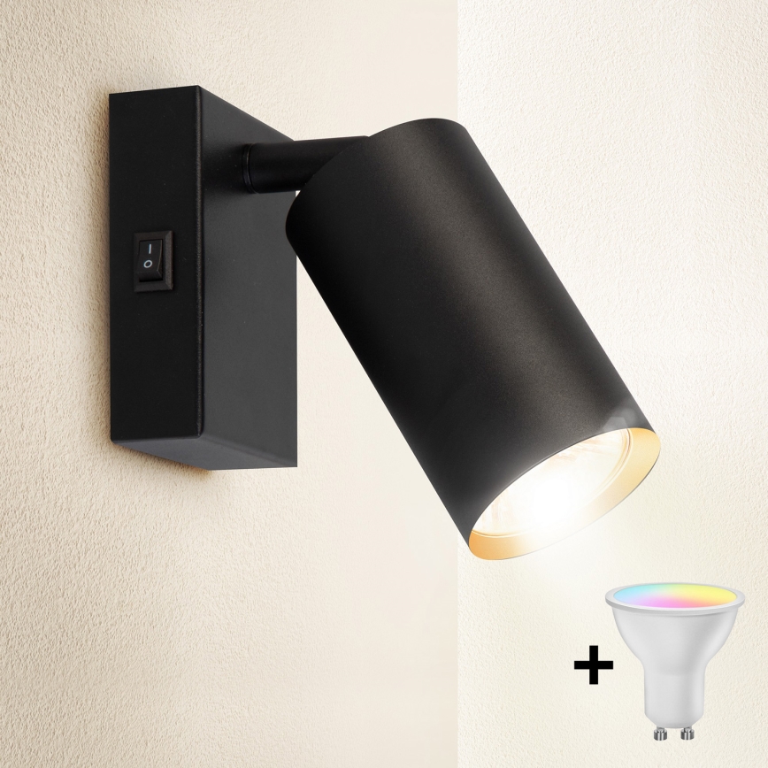 Brilagi - LED RGBW димируемо стеннo точково осветително тяло SELE 1xGU10/6,5W/230V 2700-6500K черно/златно