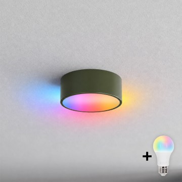 BRILAGI - LED RGBW димируемо таванно осветително тяло CLARE 1xE27/12W/230V Ø 20 см хаки
