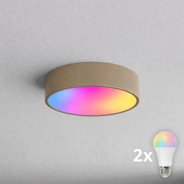 BRILAGI - LED RGBW димируемо таванно осветително тяло CLARE 2xE27/12W/230V 2700-6500K Ø 30 см бежово