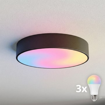 BRILAGI - LED RGBW димируемо таванно осветително тяло CLARE 3xE27/12W/230V 2700-6500K диам. 40 см черно