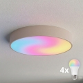 BRILAGI - LED RGBW димируемо таванно осветително тяло CLARE 4xE27/12W/230V 2700–6500K Ø 50 см бежово