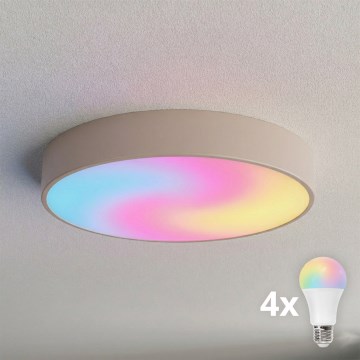BRILAGI - LED RGBW димируемо таванно осветително тяло CLARE 4xE27/12W/230V 2700–6500K Ø 50 см бежово