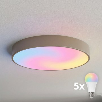 BRILAGI - LED RGBW димируемо таванно осветително тяло CLARE 5xE27/12W/230V 2700-6500K Ø 60 cm Wi‑Fi бежово