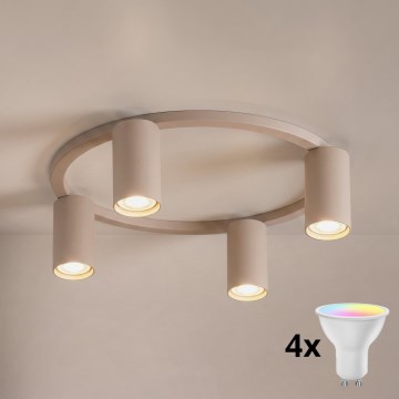 Brilagi - LED RGBW Димируемо таванно осветително тяло SELE 4xGU10/6,5W/230V 2700-6500K бежово