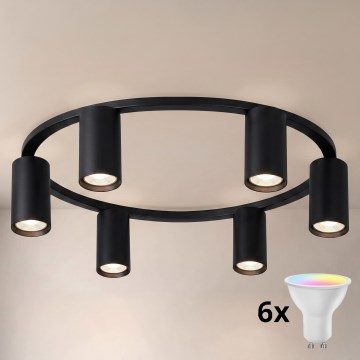 Brilagi - LED RGBW димируемо таванно осветително тяло SELE 6xGU10/6,5W/230V 2700-6500K черно + дистанционно управление