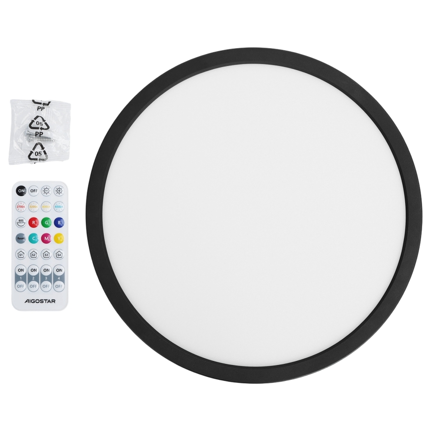 Brilagi - LED RGBW Димируемо таванно осветително тяло VIBE LED/24W/230V 3000-6500K диам. 29 см черно + дистанционно управление