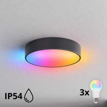 BRILAGI - LED RGBW димируемо таванно осветително тяло за баня CLARE 3xE27/12W/230V Ø 40 см антрацит IP54
