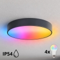 BRILAGI - LED RGBW димируемо таванно осветително тяло за баня CLARE 4xE27/12W/230V Ø 50 см антрацит IP54