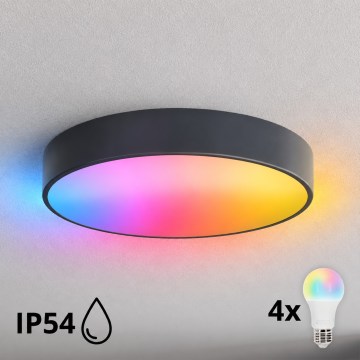 BRILAGI - LED RGBW димируемо таванно осветително тяло за баня CLARE 4xE27/12W/230V Ø 50 см антрацит IP54