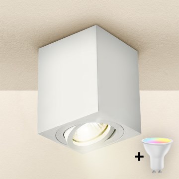 Brilagi - LED RGBW димируемо точково осветително тяло MIA 1xGU10/4,8W/230V 3000K 100x80 мм бяло + дистанционно управление