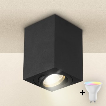 Brilagi - LED RGBW димируемо точково осветително тяло MIA 1xGU10/4,8W/230V 3000K 100x80 мм черно + дистанционно управление