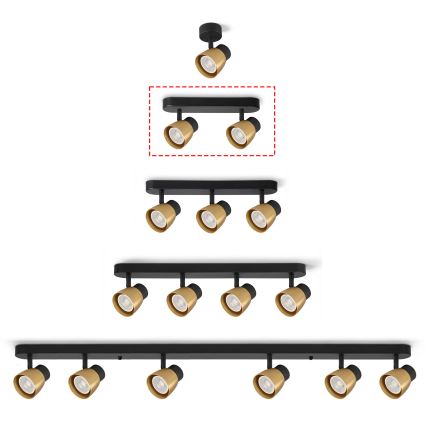 Brilagi - LED RGBW димируемо точково осветително тяло NUGGET 2xGU10/6W/230V 2700-6500K Wi-Fi черно/златисто