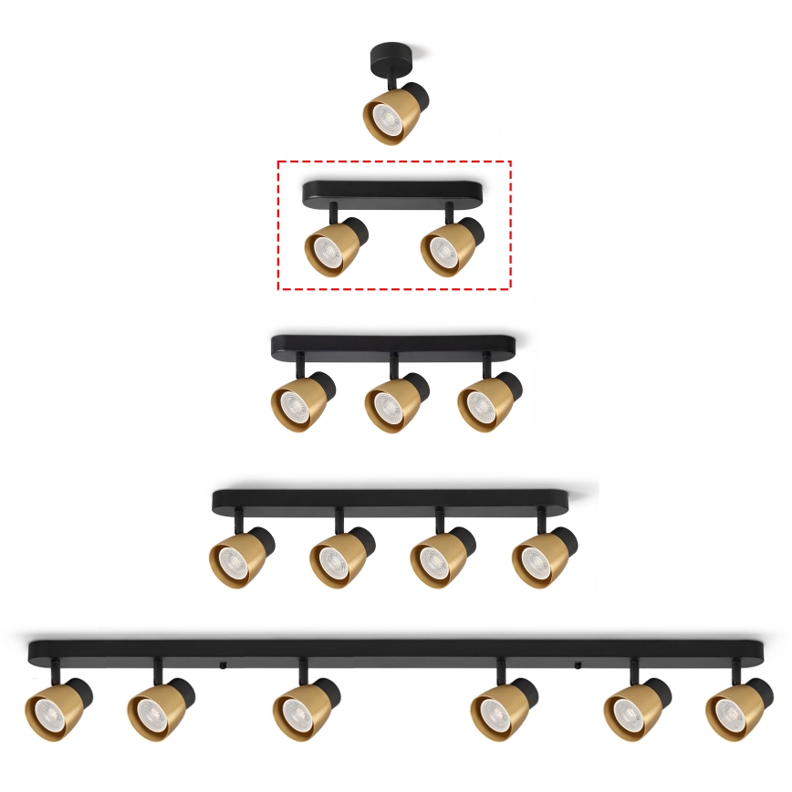 Brilagi - LED RGBW димируемо точково осветително тяло NUGGET 2xGU10/6W/230V 2700-6500K Wi-Fi черно/златисто