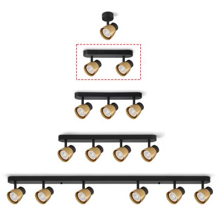Brilagi - LED RGBW димируемо точково осветително тяло NUGGET 2xGU10/6W/230V 3000K черно/златисто + дистанционно управление