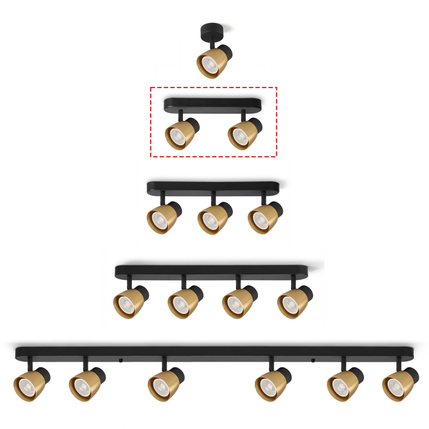 Brilagi - LED RGBW димируемо точково осветително тяло NUGGET 2xGU10/6W/230V 3000K черно/златисто + дистанционно управление