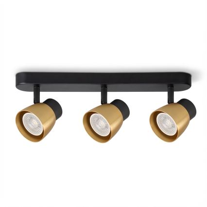 Brilagi - LED RGBW димируемо точково осветително тяло NUGGET 3xGU10/6W/230V черно/златисто