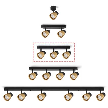 Brilagi - LED RGBW димируемо точково осветително тяло NUGGET 3xGU10/6W/230V черно/златисто