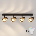 BRILAGI - LED RGBW димируемо точково осветително тяло NUGGET 4xGU10/4,8W/230V 3000K черно/златно + дистанционно управление