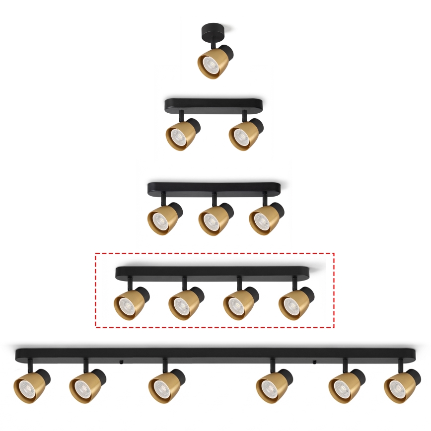 Brilagi - LED RGBW димируемо точково осветително тяло NUGGET 4xGU10/6W/230V 2700-6500K Wi-Fi черно/златно