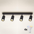 Brilagi - LED RGBW димируемо точково осветително тяло SELE 4xGU10/4,8W/230V 3000K черно + дистанционно управление