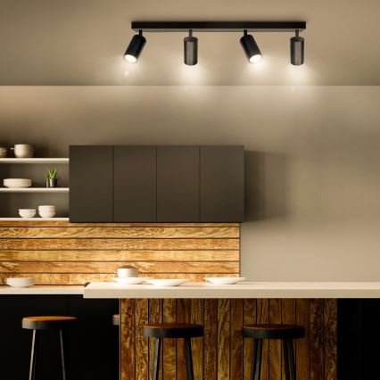 Brilagi - LED RGBW димируемо точково осветително тяло SELE 4xGU10/4,8W/230V 3000K черно + дистанционно управление