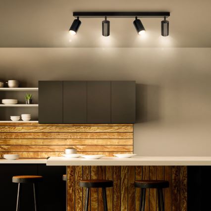 Brilagi - LED RGBW димируемо точково осветително тяло SELE 4xGU10/4,8W/230V 3000K черно/златисто + дистанционно управление