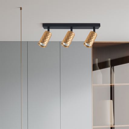 Brilagi - LED RGBW димируемо точково осветително тяло SELE DIAMANT 3xGU10/4,8W/230V 3000K златисто + дистанционно управление