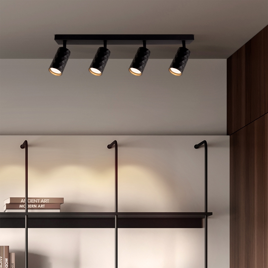 Brilagi - LED RGBW димируемо точково осветително тяло SELE DIAMANT 4xGU10/4,8W/230V 3000K черно + дистанционно управление