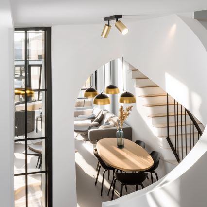 Brilagi - LED RGBW димируемо точково осветително тяло SELE GOLDEN 2xGU10/4,8W/230V 3000K черно/златно + дистанционно управление