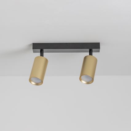 Brilagi - LED RGBW димируемо точково осветително тяло SELE GOLDEN 2xGU10/4,8W/230V 3000K черно/златно + дистанционно управление