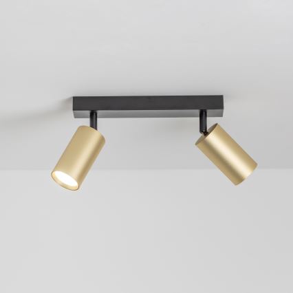Brilagi - LED RGBW димируемо точково осветително тяло SELE GOLDEN 2xGU10/4,8W/230V 3000K черно/златно + дистанционно управление