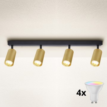 Brilagi - LED RGBW димируемо точково осветително тяло SELE GOLDEN 4xGU10/6W/230V 3000K черно/златно