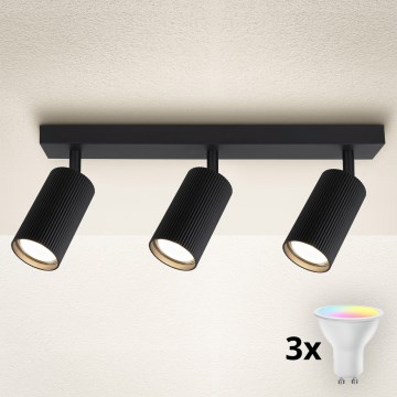 Brilagi - LED RGBW димируемо точково осветително тяло SELE MODERN 3xGU10/4,8W/230V 3000K черно + дистанционно управление
