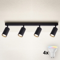 Brilagi - LED RGBW димируемо точково осветително тяло SELE MODERN 4xGU10/4,8W/230V 3000K черно + дистанционно управление