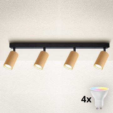 Brilagi - LED RGBW димируемо точково осветително тяло SELE MODERN 4xGU10/4,8W/230V 3000K златисто + дистанционно управление