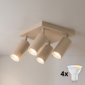 Brilagi - LED RGBW димируемо точково осветително тяло SELE SQUARE 4xGU10/6,5W/230V 2700-6500K бежово