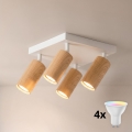 Brilagi - LED RGBW димируемо точково осветително тяло SELE SQUARE 4xGU10/6,5W/230V 2700-6500K бяло/дъбов декор
