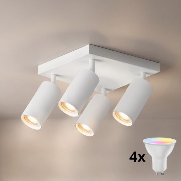 Brilagi - LED RGBW димируемо точково осветително тяло SELE SQUARE 4xGU10/6,5W/230V 2700-6500K бяло