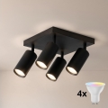 Brilagi - LED RGBW димируемо точково осветително тяло SELE SQUARE 4xGU10/6,5W/230V 2700-6500K черно
