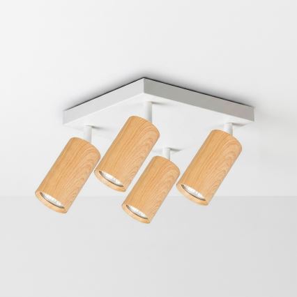Brilagi - LED RGBW димируемо точково осветително тяло SELE SQUARE 4xGU10/6,5W/230V 2700-6500K бяло/дъбов декор
