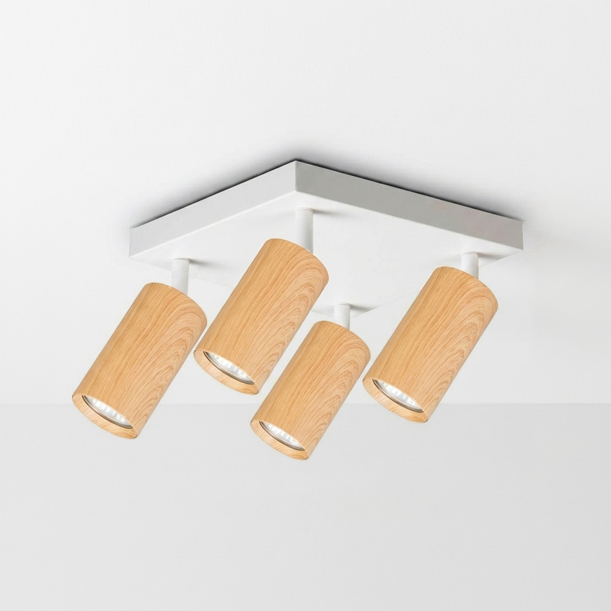 Brilagi - LED RGBW димируемо точково осветително тяло SELE SQUARE 4xGU10/6,5W/230V 2700-6500K бяло/дъбов декор