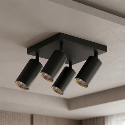 Brilagi - LED RGBW димируемо точково осветително тяло SELE SQUARE 4xGU10/6,5W/230V 2700-6500K черно/златисто