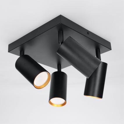 Brilagi - LED RGBW димируемо точково осветително тяло SELE SQUARE 4xGU10/6,5W/230V 2700-6500K черно/златисто