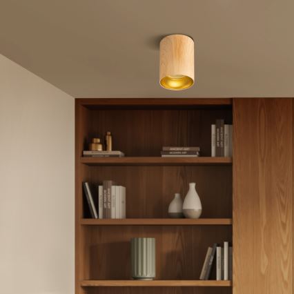 Brilagi - LED RGBW димируемо точково осветително тяло TRINE 1xGU10/4,8W/230V 3000K дъбов декор + дистанционно управление