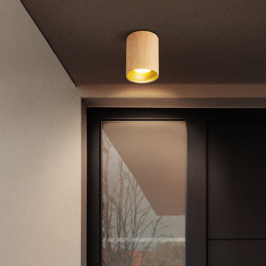 Brilagi - LED RGBW димируемо точково осветително тяло TRINE 1xGU10/4,8W/230V 3000K дъбов декор + дистанционно управление