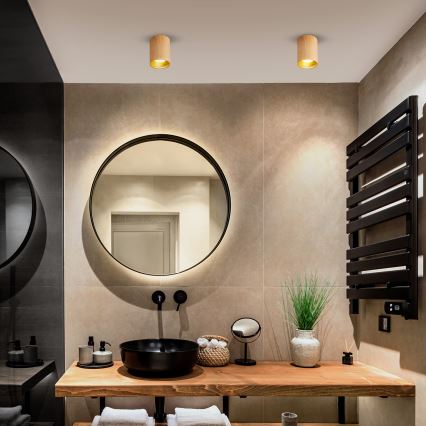 Brilagi - LED RGBW димируемо точково осветително тяло TRINE 1xGU10/6W/230V 3000K дъбов декор + дистанционно управление