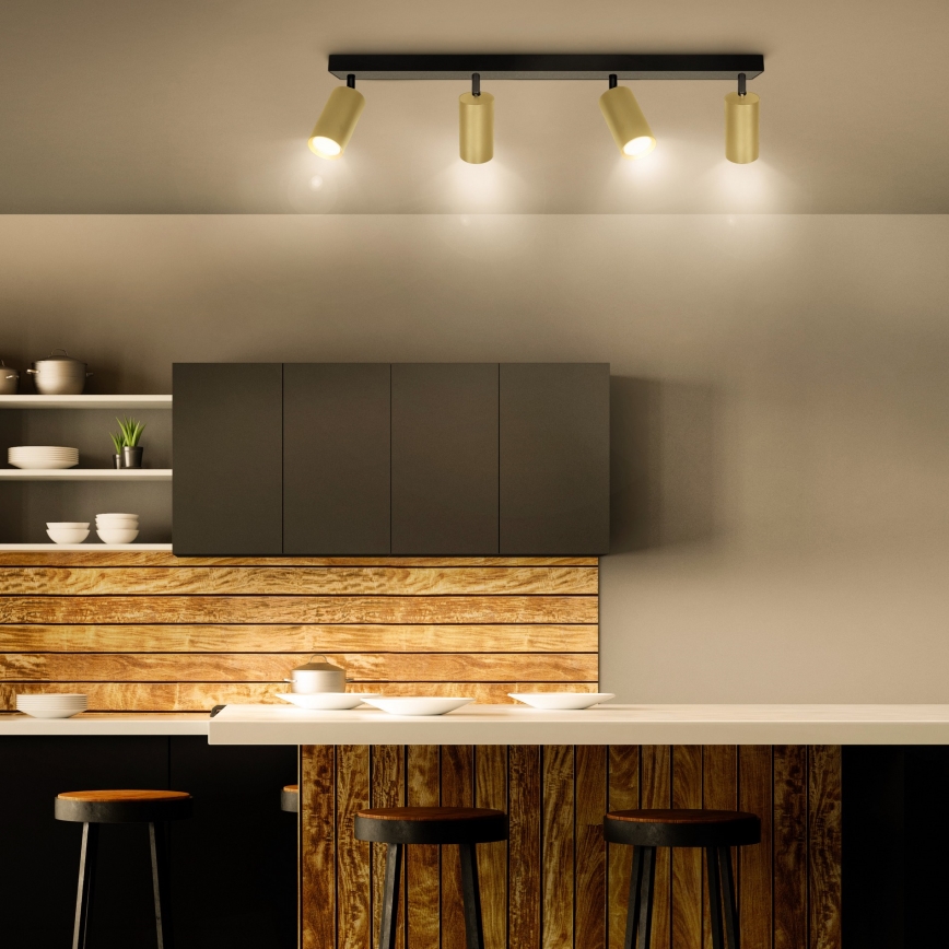 Brilagi - LED RGBW димируемо точково осветително тяло SELE GOLDEN 4xGU10/4,8W/230V 3000K черно/златно + дистанционно управление