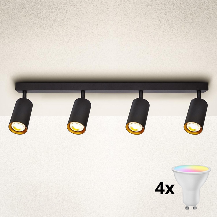 Brilagi - LED RGBW димируемо точково осветително тяло SELE 4xGU10/6,5W/230V 2700-6500K черно/златно